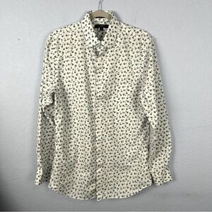 Banana Republic Mens Grant Slim Fit Palm Tree Button Down M No Iron Cotton Shirt